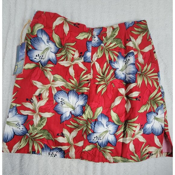 Sugar Reef Womens Red Tropical Floral Hawaiian Print Skort Skirt Size 8 New - Picture 2 of 7